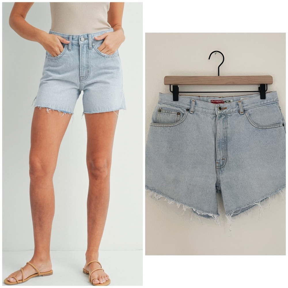 American Eagle Outfitters high waist Vintage Light Wash Jean Shorts frayed denim